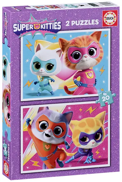 Puzzle pentru copii Educa din 2 x 20 piese - Super pisoi