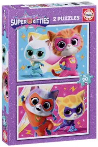 Puzzle pentru copii Educa din 2 x 20 piese - Super pisoi