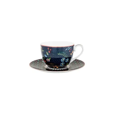 Cană espresso cu farfurioară, Pip Studio, 280ml, colecția Berry Blues