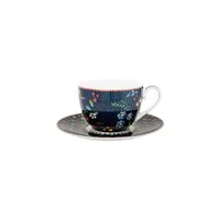 Cană espresso cu farfurioară, Pip Studio, 280ml, colecția Berry Blues