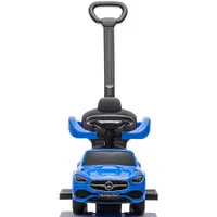 Masinuta de impins cu maner Chipolino Mercedes Benz C-Class Blue cu bara de siguranta, suport pentru picioare, spatiu depozitare, volan cu sunete, greutate admisa 25 kg