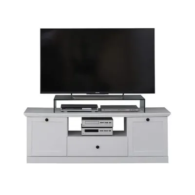 Comoda TV BRANDSON, 2 usi, 1 sertar, alb, 139x41x49 cm