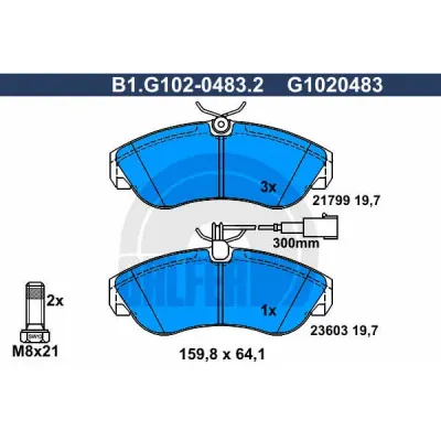 Set placute frana, frana disc GALFER B1.G102-0483.2