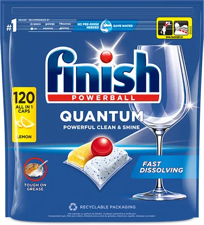 Capsule pentru mașina de spălat vase Finish - Quantum AIO Lemon, 120 buc