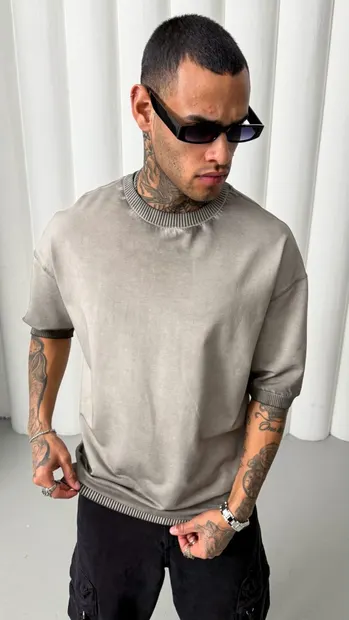 Tricou Oil Wash Basic Gray Tsmh4(m25-27) (mărime: M)