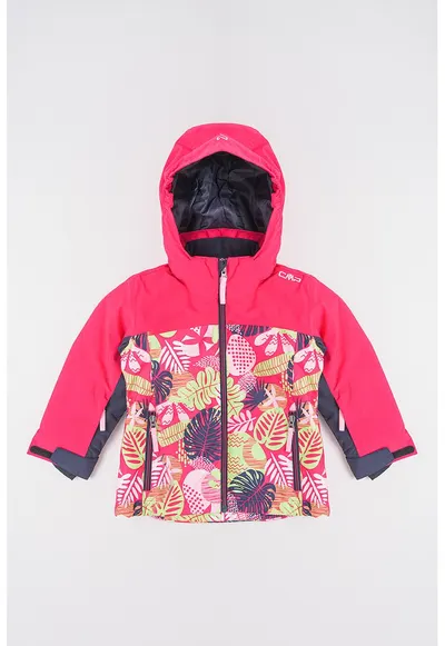 Jacheta impermeabila cu imprimeu tropical pentru schi - Negru/Fucsia/Galben neon