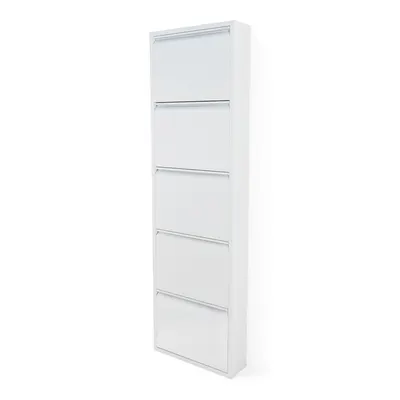 Pantofar alb cu deschidere înclinată din metal 50x169x15 cm Billy – Spinder Design