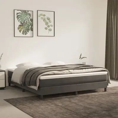 vidaXL Cadru de pat cu arcuri, gri închis, 160x200 cm, catifea