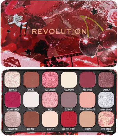 Makeup Revolution Forever Flawless Paletă de farduri de pleoape Cherry Rebel, 18 culori