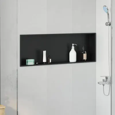 vidaXL Nisă de Duș Negru 90 x 30 x 9,5 cm Oţel inoxidabil