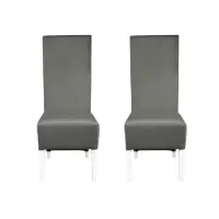 Set 2 scaune living VANESSA, picioare lemn alb, stofa gri deschis, 47x60x110 cm