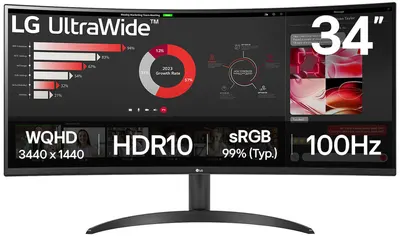 Monitor LG - 34WR50QK-B, UltraGear 34'', WQHD, VA, Anti-Glare, Curved