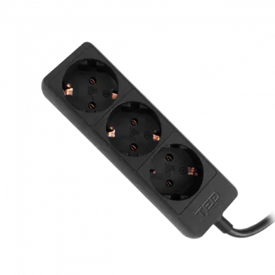 Prelungitor 3 prize, 3 x 1.5mm 5 metri NEGRU, TED