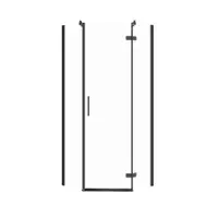 Cabina de dus pentagonala 80x80 cm Cersanit Jota, negru mat cu usa batanta dreapta