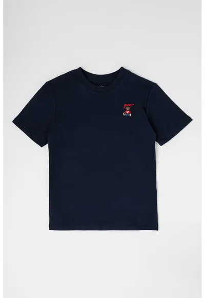 Tricou cu detaliu brodat - Rosu/Alb optic/Bleumarin