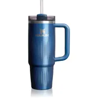 Stanley Quencher H2.O FlowState™ Fluted Tumbler pahar din oțel inoxidabil cu pai medium Glacial Blue Shine 890 ml