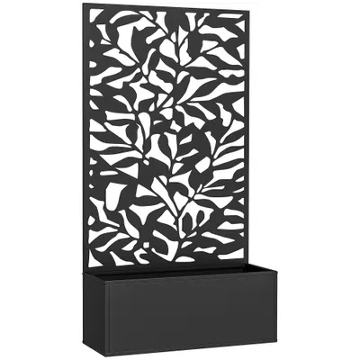 Outsunny Ghiveci cu spallier pentru plante cățărătoare din oțel, montare pe perete sau pe podea, 61x23x113 cm, negru | Aosom Romania