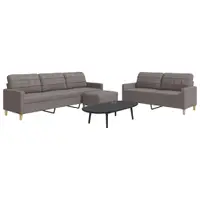Gossi set de canapea cu perne, 3 piese, gri taupe, material textil