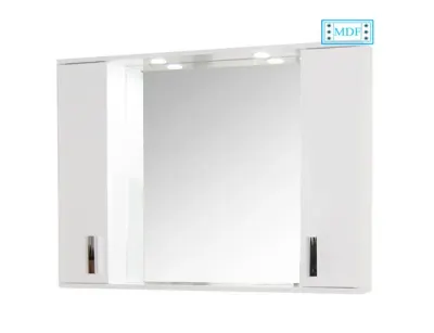 Dulap baie suspendat seria 071 cu oglinda, front MDF, montat, alb, 100x71 cm