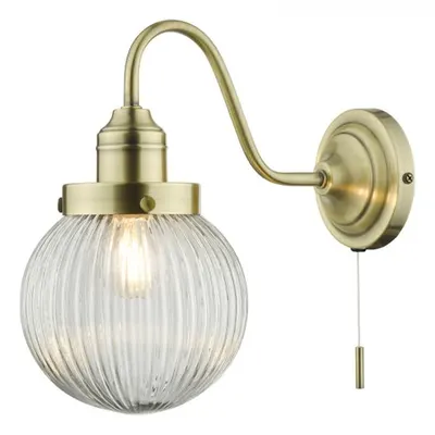 Aplica Tamara Wall Light Antique Brass Ribbed Glass