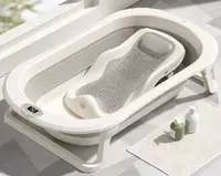 Set cadita pliabila pentru copii Little Mom Royal Grey, echipata cu termometru display digital, design modern, margini rotunjite, si suport anatomic inclus, dimensiune 76 x 21 x 49 cm