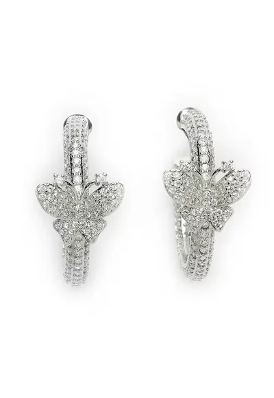 Cercei cu zirconia - Argintiu/Transparent