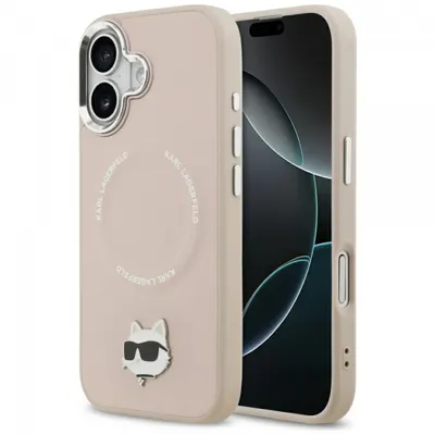 Husa MagSafe pentru Apple iPhone 17, Karl Lagerfeld, Choupette Pin, Roz