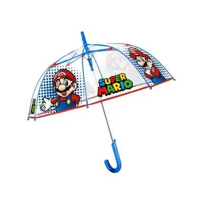 Umbrelă transparentă, Perletti, Mario, 71 cm, Collection Super Mario