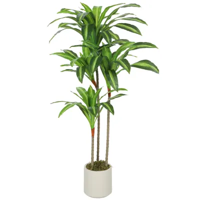 HOMCOM Arbore artificial Dracaena 120 cm cu ramuri flexibile - Verde | Aosom Romania