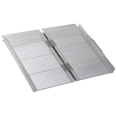 HOMCOM Rampă Pliabilă pentru Scaun cu Rotile cu Margini Exterioare, 61x74x5 cm, Argintiu | Aosom Romania