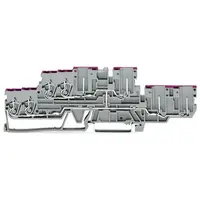4-conductor/4-pin, double-deck carrier terminal block; 4-conductor/4-pin through terminal block; L; internal commoning; conductor entry with violet marking; for DIN-rail 35 x 15 and 35 x 7.5; 2.5 mm²; CAGE CLAMP®; 2,50 mm²; gray
