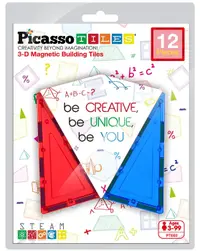 Constructor suplimentar Picasso Tiles - Triunghiuri alungite, 12 piese
