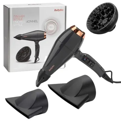 Uscător de păr BaByliss - Air Pro 6719DE, 2200W, 3 trepte, negru/auriu