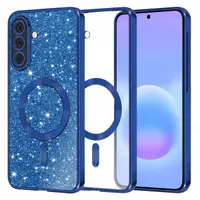 Husa MagSafe pentru Samsung Galaxy A57 5G, Techsuit, Luxury Glitter, Albastra Inchis
