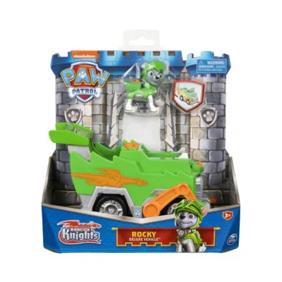 Set masinuta cu figurina, Paw Patrol, Rescue Knights Rocky, 20133698