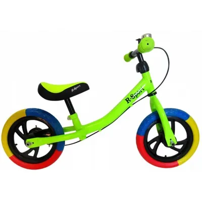 Bicicleta copii fara pedale R-Sport R6 verde 11 inch, scaun moale reglabil pe inaltime 31-38 cm, roti din spuma EVA, frana pe roata din fata, cadru usor din otel, pana la 35 kg, varsta 2-6 ani