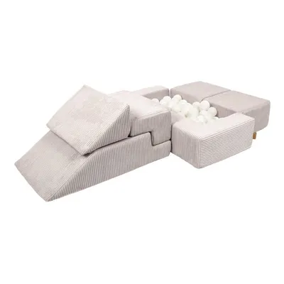 Teren de joacă din spumă crem 6 buc. din catifea reiată înălțime 40 cm 100x35 cm Montessori – Meowbaby