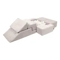 Teren de joacă din spumă crem 6 buc. din catifea reiată înălțime 40 cm 100x35 cm Montessori – Meowbaby