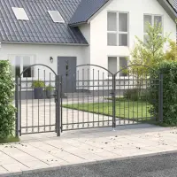 vidaXL Poartă pentru Gard cu Vârf Arcuit ASSEN 400 x 100 cm Oțel Gri