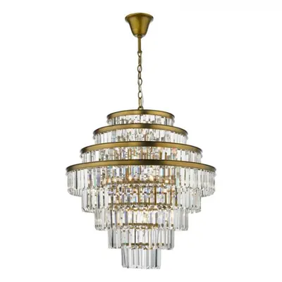 Lampa Suspendata Rhapsody 12lt Tiered Pendant Crystal and Bronze