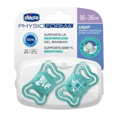 Suzete din silicon pentru copii 16-36 luni PhysioForma Light Glow Bleu, 2 bucati, Chicco