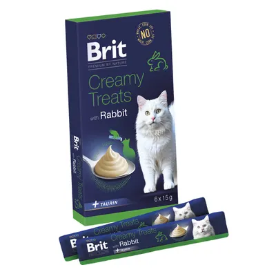 Recompense pentru pisici Brit Premium Creamy Treats Rabbit 6 buc x 15 gr