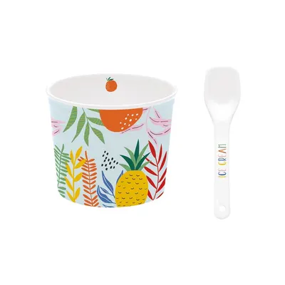 Set porțelan bol cu linguriță IceCream portocală