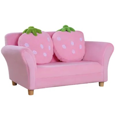 Fotoliu pentru copii HOMCOM cu design căpșuni | Aosom Romania