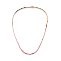Colier tennis din aur roz cu safire multicolore de 7.6ct