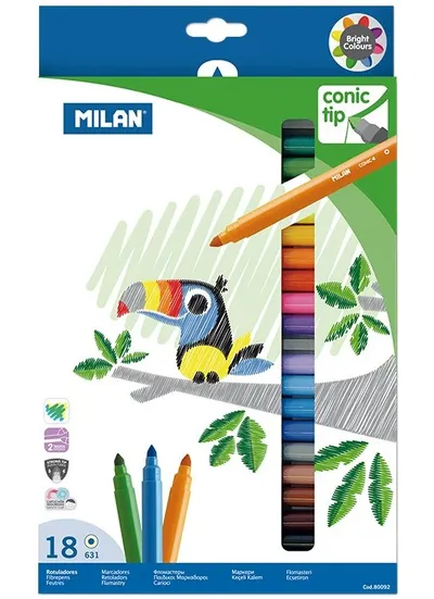 Set pixuri cu pâslă 18 culori Milan – Conic tip