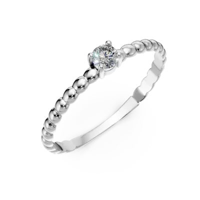 Inel din aur alb cu zirconia solitaire