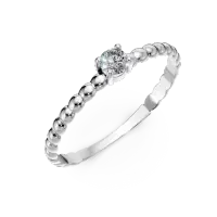 Inel din aur alb cu zirconia solitaire