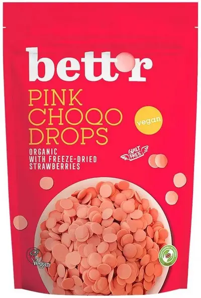 Picături de ciocolată roz, 200 g, Bett'r