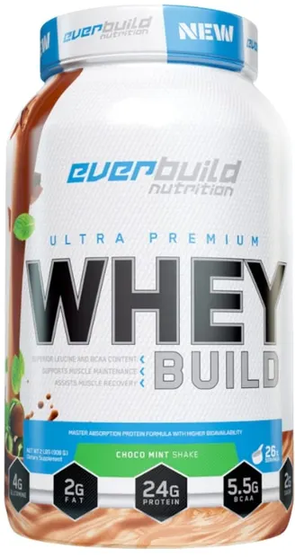 Ultra Premium Whey Build, ciocolată și mentă, 908 g, Everbuild